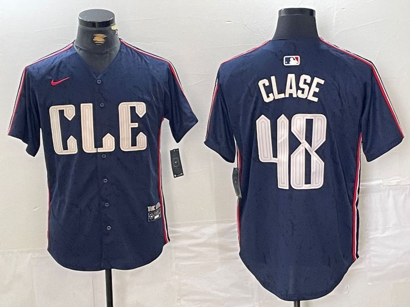 Men Cleveland Indians #48 Clase Blue City Edition Nike 2024 MLB Jersey style 1